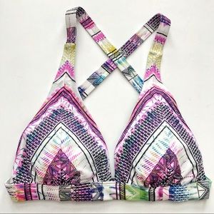 Jessica Simpson White Multicolor Bikini Top